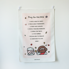 Christian wall art "Pray for the Child" with prayer points and cute Jesus and sheep illustration