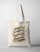 Natural cotton canvas Come to Me and Give You Rest tote bag with botanical Matthew 11:28 artwork by Kristen Kiong