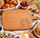 Count the Memories engraved wooden serving board on breakfast table