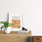Customisable baptism poster featuring the phrase "God is Good" with fish and bread illustrations, perfect as a baptism gift from The Commandment Co, Singapore's Christian gifts store.