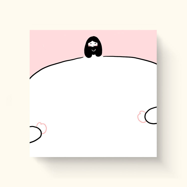 Sticky notes featuring a minimalist pink design with a cute illustration of Jesus at the top, ideal for Christian stationery and inspirational gifts.