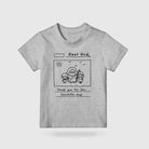 Grey Dear God kids T-shirt featuring a hand-drawn Jesus with two children and a gratitude prayer