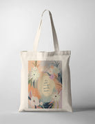 Christian canvas tote bag featuring pastel floral artwork with the phrase “Do All Things With Love,” faith-inspired illustration collaboration with letstakeanap_id.