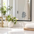 Draw Near to God transparent mirror decal applied to bathroom mirror