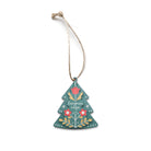 Green Christmas tree-shaped bauble with floral patterns and the words ‘Evergreen Hope’