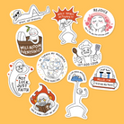 Collection of Everyday Believer stickers with Christian messages like "Let God Cook," "Holy Spirit Activate," and "Not Luck, Just Faith," from The Commandment Co, Singapore.