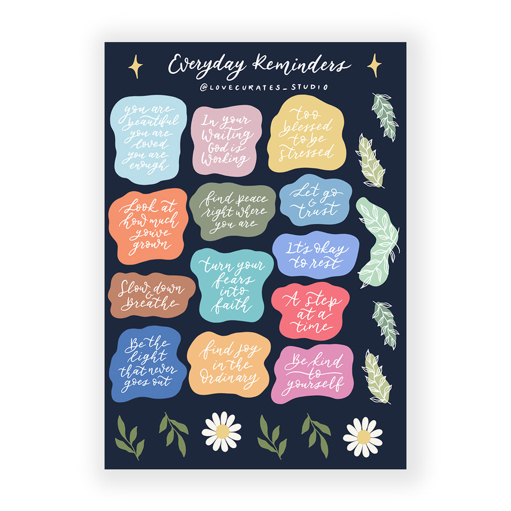 Everyday Reminders | Journaling Sticker Sheet