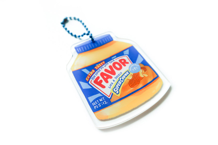 Favor Peanut Butter acrylic keychain product view.