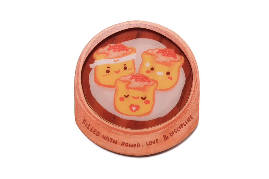 Christian siu mai illustration coaster inspired by 2 Timothy 1:7 with power, love and discipline message.