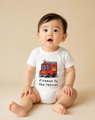 Baby wearing Firemen to the Rescue baby romper