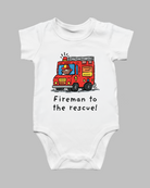 Firemen to the Rescue Christian baby romper product photo