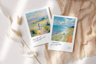 Christian love and encouragement cards with Bible verses and painterly artwork, available as single cards or a set of five.