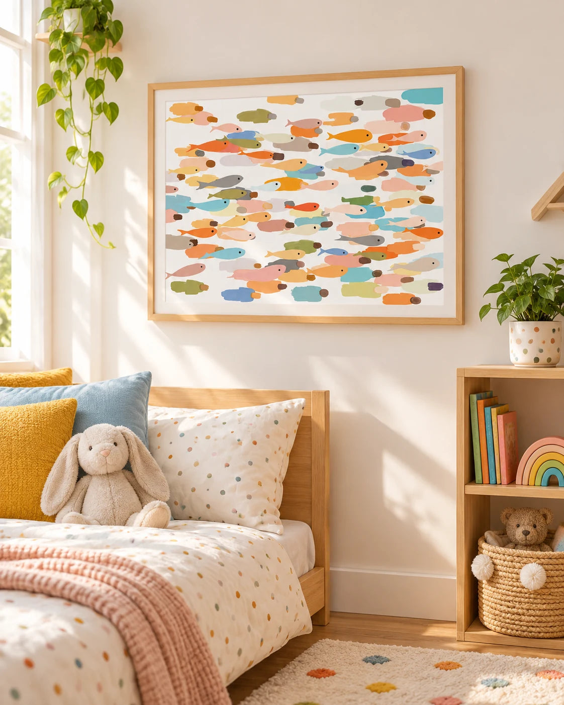Fishers of Men Christian poster framed in a child's bedroom
