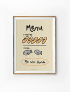 Christian art print featuring five loaves and two fish illustration with the phrase “He Will Provide,” inspired by Matthew 14, collaboration with myhopefulsoul.