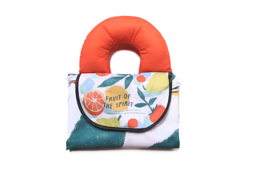 Fruit of the Spirit Christian picnic mat in a colourful faith-inspired design