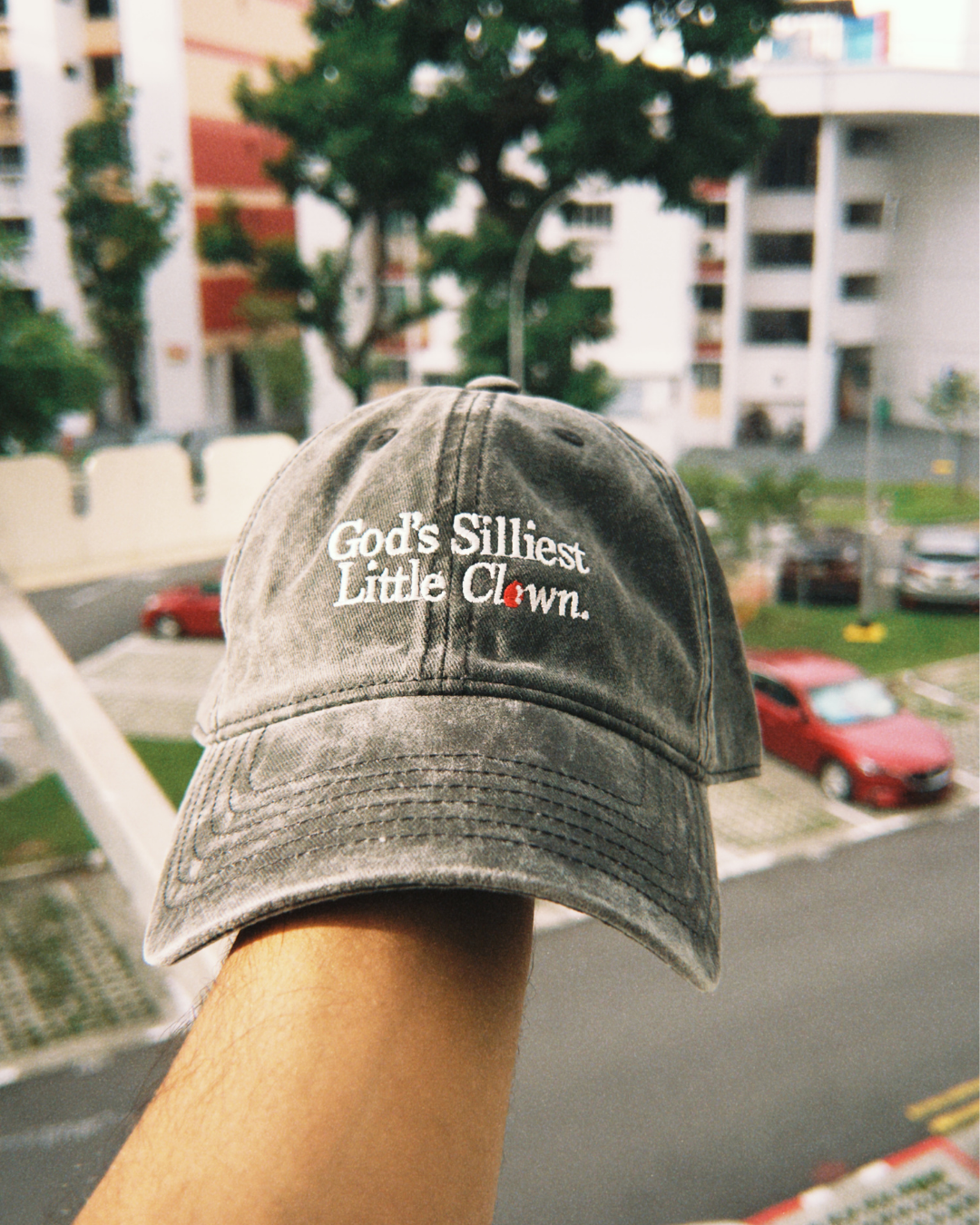 God’s Silliest Little Clown adjustable cotton cap by Quite at Home, alternate view.