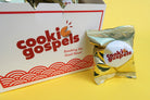 Gospel Cookies Christian fortune cookie gift box with individually wrapped gold cookie