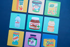 Grocery-item-inspired Christian quote coasters from the Love Supermarket collection.