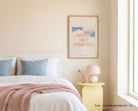 Heaven Sent Goodness Christian poster styled in a soft pastel bedroom