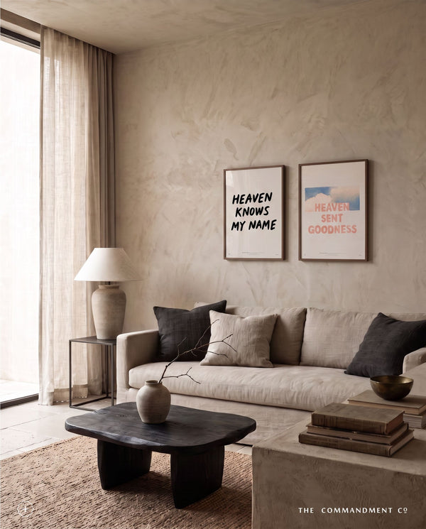 Heaven Sent Goodness poster displayed with Heaven Knows My Name wall art