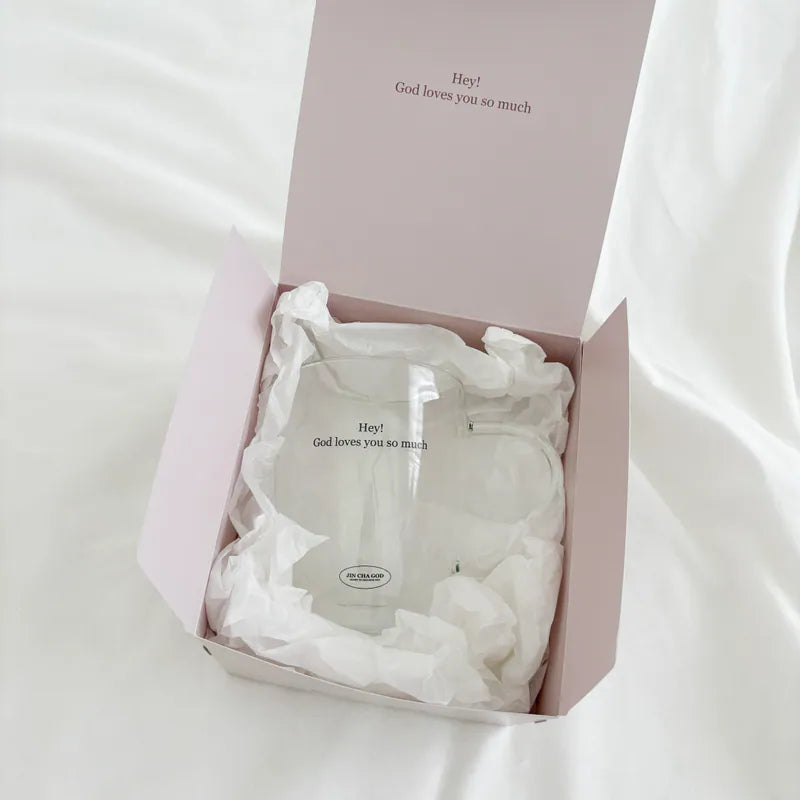 Hey God Loves You double walled glass cup 350ml
