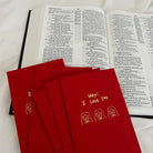 Collection of 5 festive red packets with the words Hey! I LOVE YOU on top of a Bible, perfect for sharing blessings during special occasions.