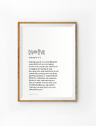 Hope Bible verse poster featuring Romans 5:2-5 in a simple handwritten style, displayed in a framed wall art mockup.