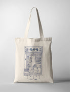 How Are You Today tote bag with blue kopitiam storefront illustration, created in collaboration with HHM and The Commandment Co.