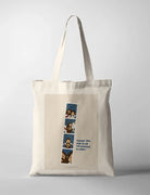 Jesus Is My Friend CollabPlus+ tote bag featuring a photostrip-style illustration of joyful moments with Jesus, designed by @nartellac