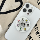 Inspirational Jesus spinner on a phone, featuring faith-based symbols and words.