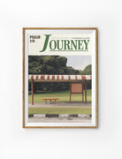Christian poster with peaceful Singapore bus stop and Psalm 1:16, Journey – He Directs My Path, by The Commandment Co
