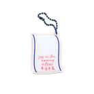 Acrylic keychain with "Joy in the morning" and Psalm 30:5 design, from The Commandment Co, Singapore.