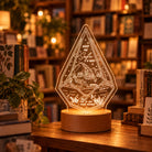 Keep Me Safe O God Psalm 16 night light glowing in a cosy bookstore setting