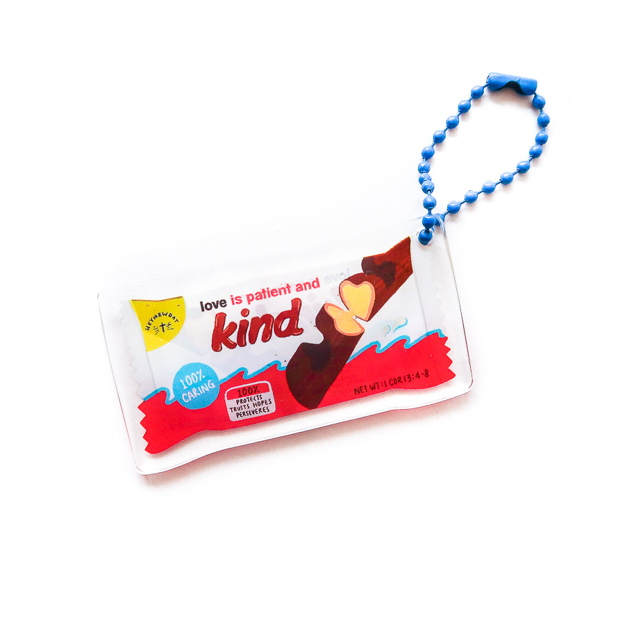 Kind Chocolate LOVE SUPERMARKET Christian acrylic keychain.