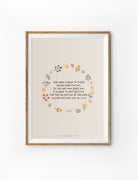 Floral Christian poster featuring Lamentations 3:25-26 about waiting quietly for the salvation of the Lord