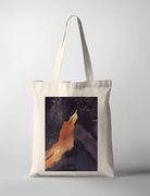 Light in the Darkness tote bag featuring a mountain and starry night design, Christian inspirational accessory from The Commandment Co, Singapore