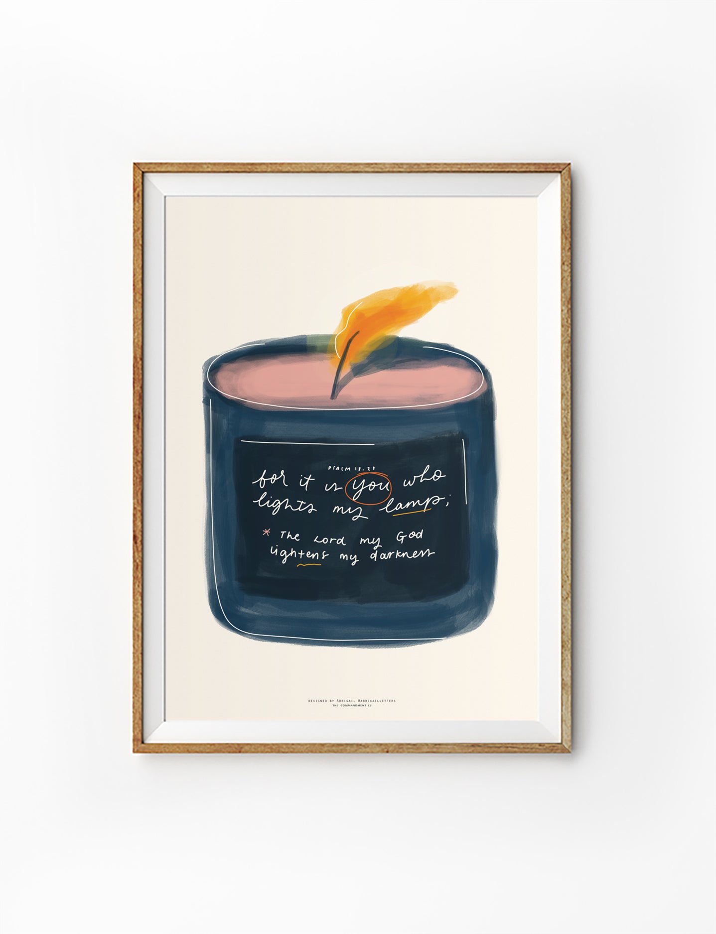 Christian poster featuring a candle illustration with Psalm 18:28, “You light my lamp; the Lord my God lightens my darkness”