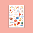 Love Stickers Sticker Sheet with transparent background featuring faith-inspired love designs like “Love Never Fails,” “Sealed with Love,” and “Take Heart” by The Commandment Co.