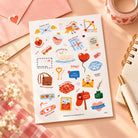 Love Everyday Stickers sticker sheet styled on a warm pink stationery desk
