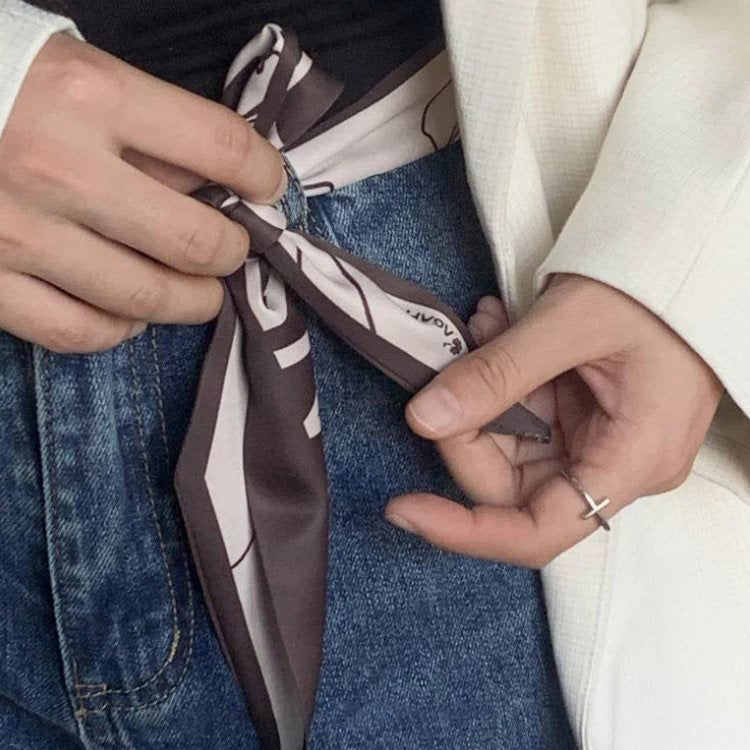 Love Song faux-silk scarf styled for everyday and occasion wear.