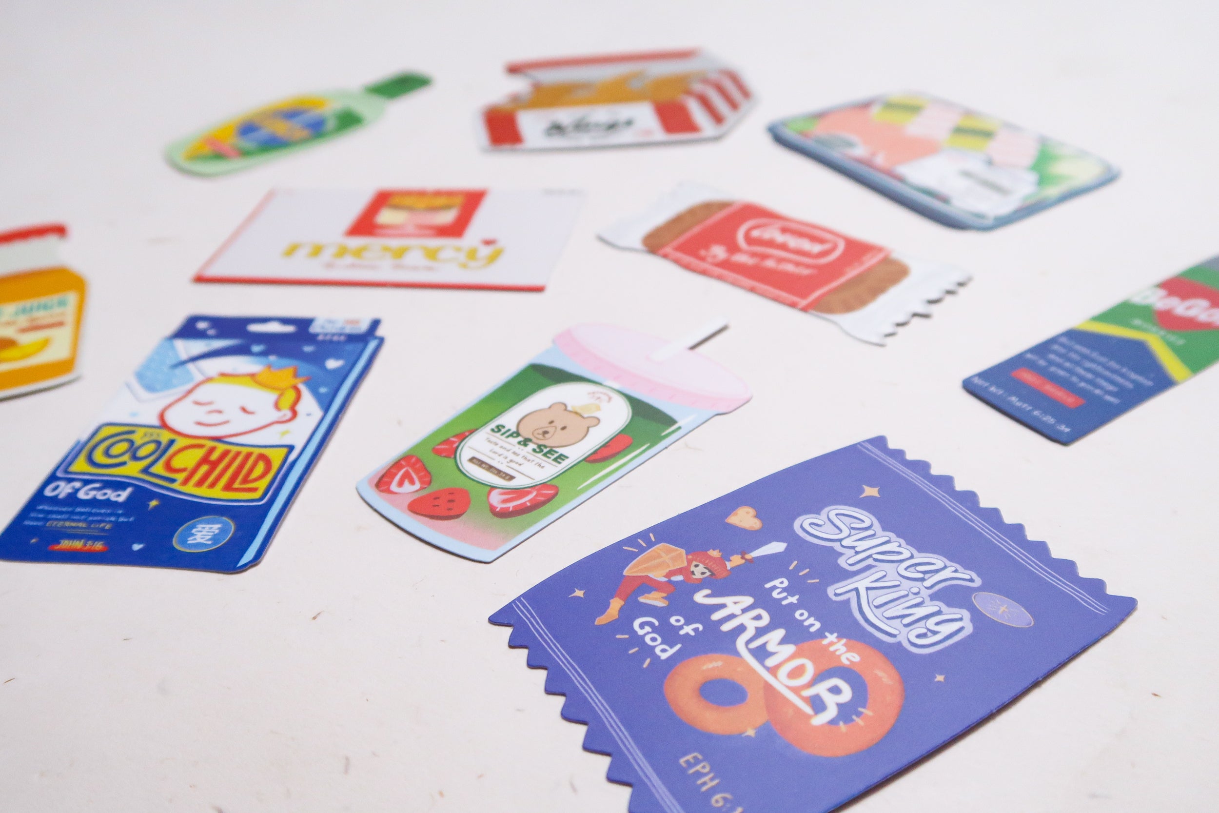 Love Supermarket Collection 7 vinyl Christian stickers, additional product view.