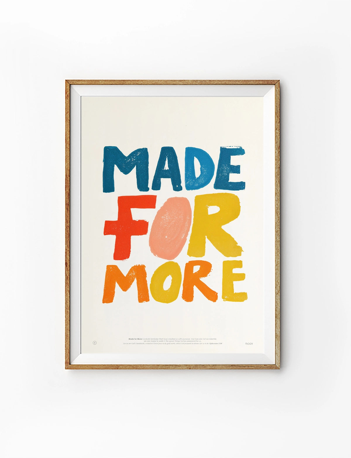 Made for More Christian poster with bold colourful lettering on a warm cream background