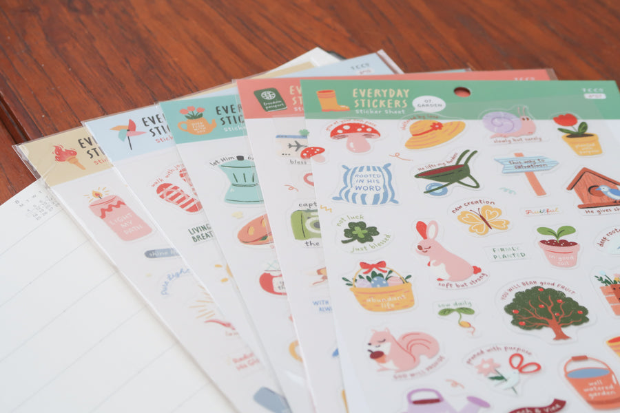 Manna A5 Christian sticker sheet, additional product view.