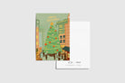 Merry Christmas postcard with colourful city Christmas tree illustration, designed by Thir.st in collaboration with The Commandment Co.