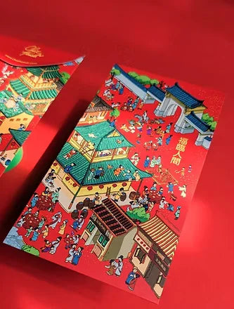 Miracles of Jesus red ang pao packet displayed on a rich red background