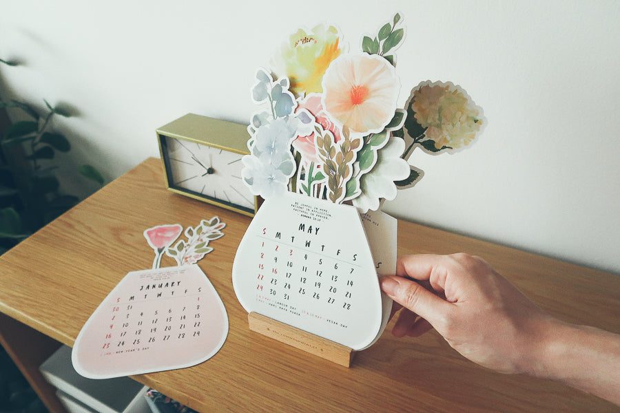 2024 Thrive and Flourish Flower Vase Design Desk Calendar