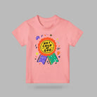 Pink kids T-shirt with colourful No.1 Child of God badge design