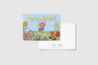 Oooh, Baby! greeting card with colourful hand-drawn flowers, created in collaboration with Thir.st and The Commandment Co.