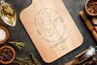 Peace I Leave With You Christian wooden cutting board styled in a lifestyle setting.