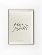 Peace Is Possible Christian poster with elegant black calligraphy on a warm cream background